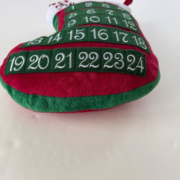 Christmas Countdown Stocking Advent Calendar Plush With Candy Cane Marker - Picture 4 of 7